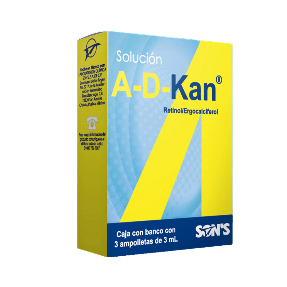 A-D-KAN Sol. Ingerible c/3 AMPTAS. 6000-400 UI/3 ML.