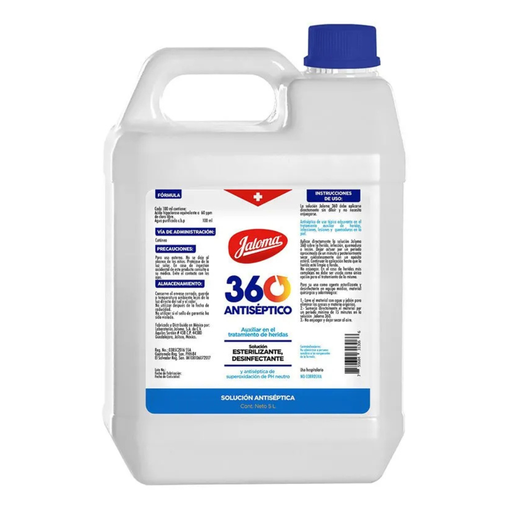 360 ANTISÉPTICO SOLUCIÓN Envase c/5 L. 60 PPM.