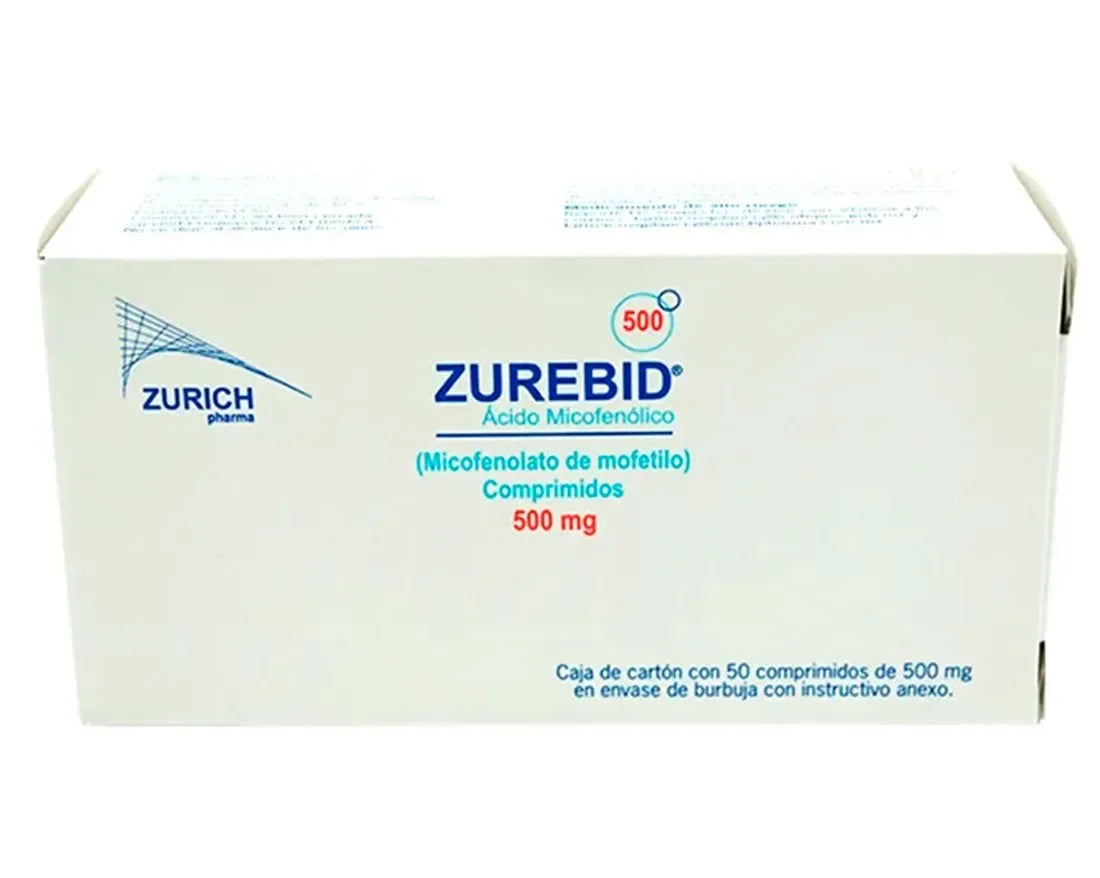 ZUREBID 50 COMPS. 500 MG. ACIDO MICOFENOLICO (MICOFENOLATO DE MOFETILO)