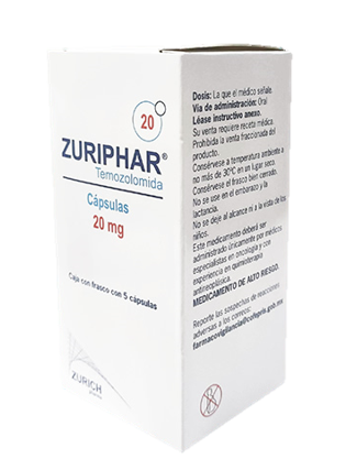 ZURIPHAR 5 CAPSULAS 20 MG. TEMOZOLOMIDA