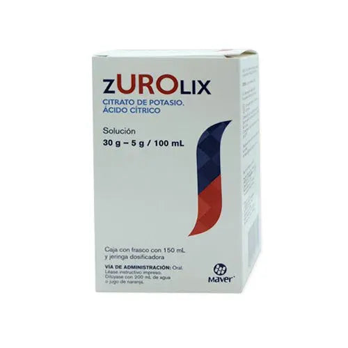 ZUROLIX SOLUCION FCO. 150 ML. 30-5 G/100 ML. CITRATO DE POTASIO+ACIDO CITRICO